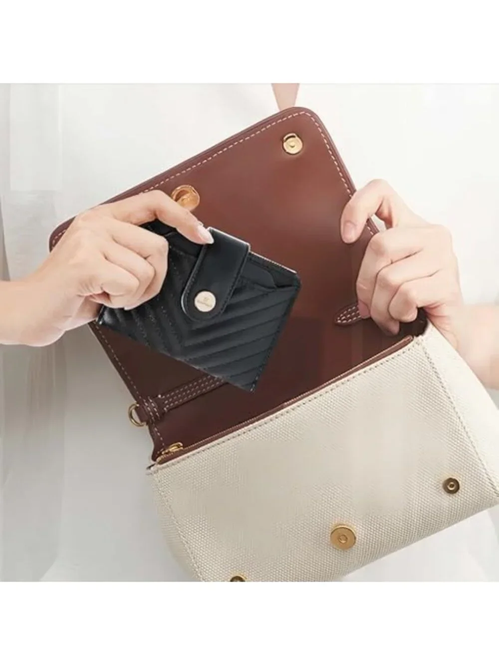 Compact Leather RFID Bifold Wallet for Women | Small Card Holder, Travel